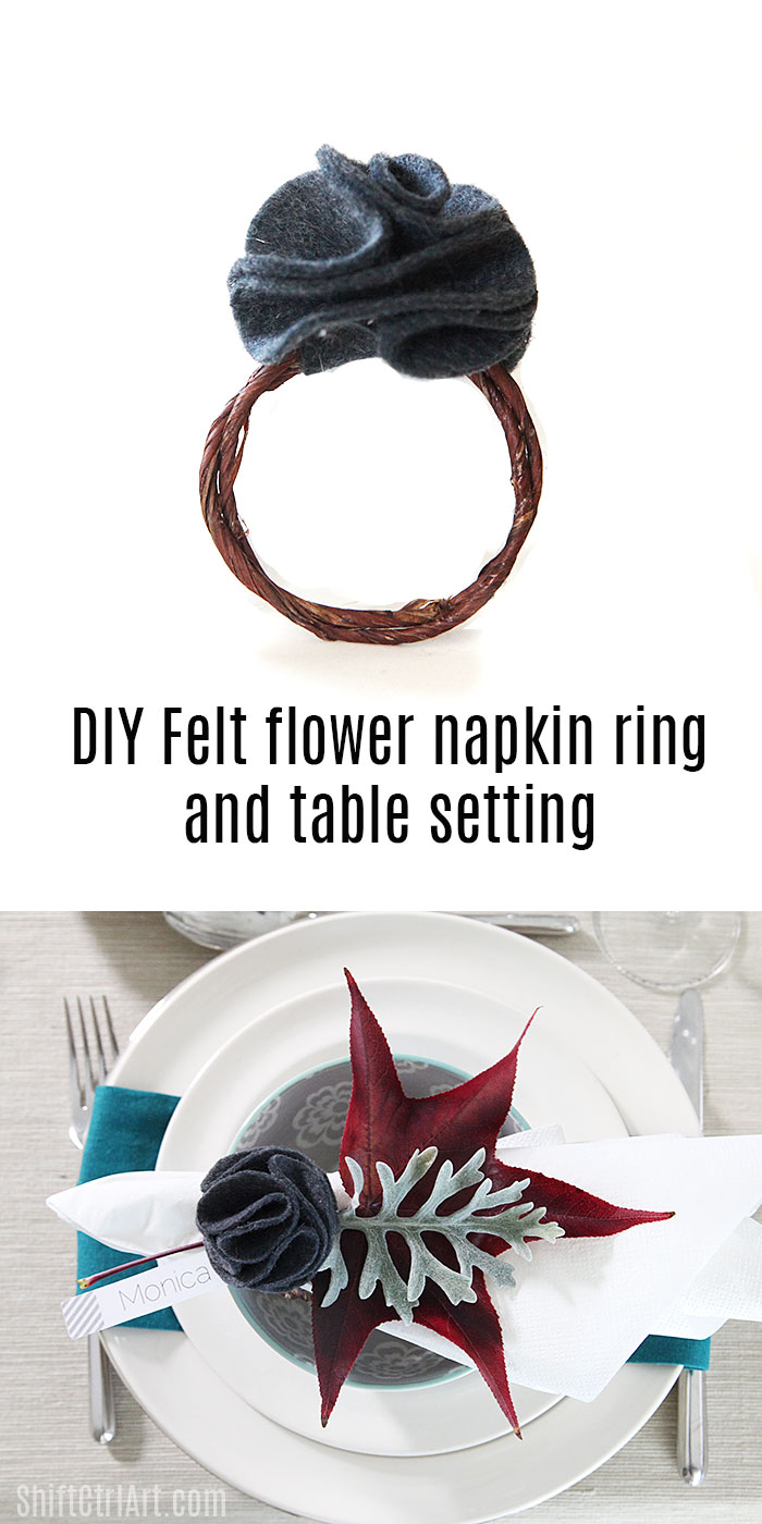 #Felt flower #napkin ring and table setting - #free downloadable place card