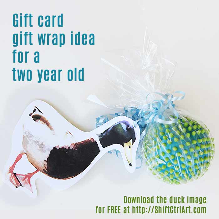 Giftwrap gift card idea for two year old