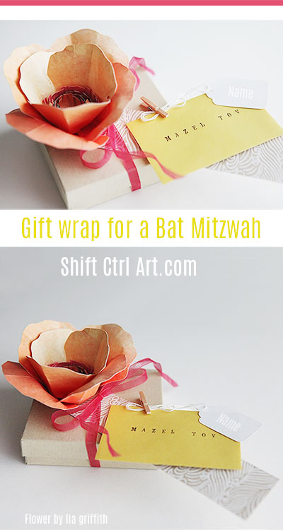 #Gift #wrap for a #bat #mitzvah using a #liagriffith #flower