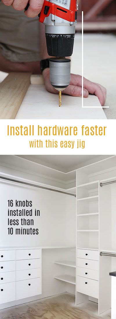 #Install #hardware faster with this easy #template - Master walk-in painted and #knobs installed
