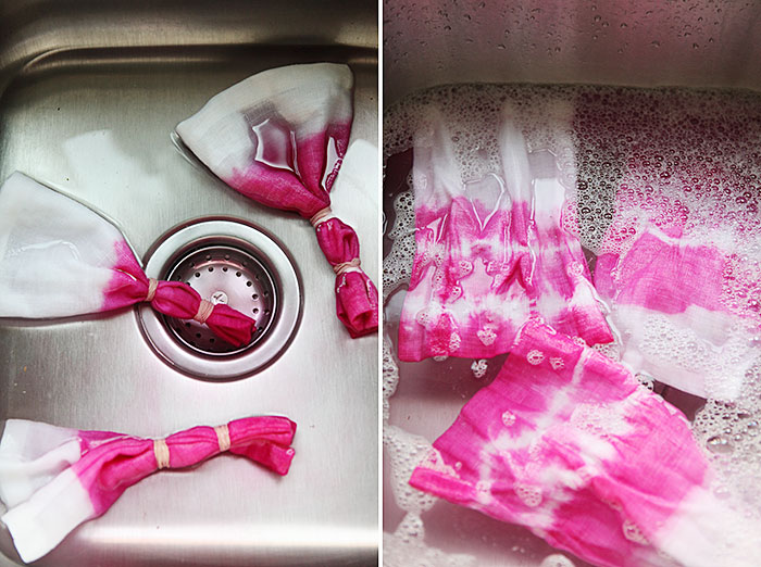 Handmade berry candy in tie dyed gift bag