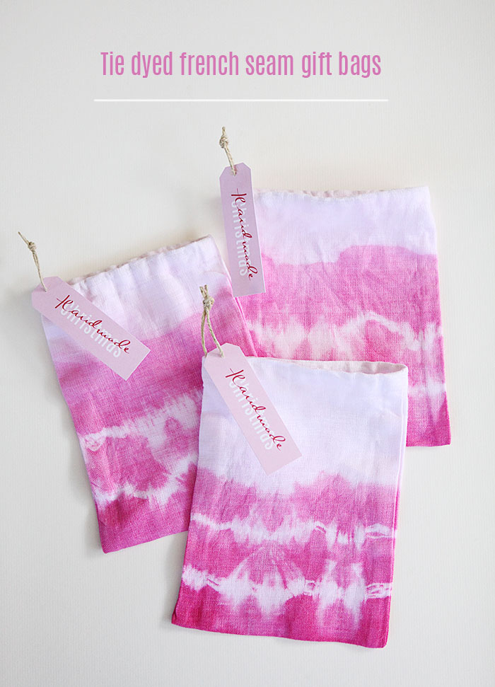 Handmade berry candy in tie dyed gift bag
