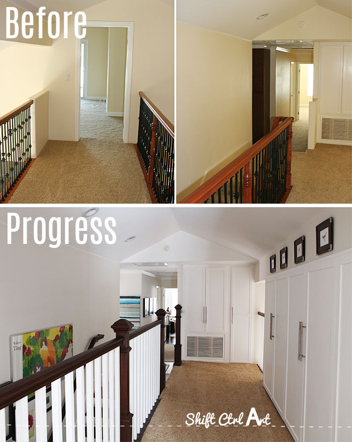 hallway upstairs before and after
