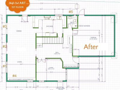 1st floor plan - before and after