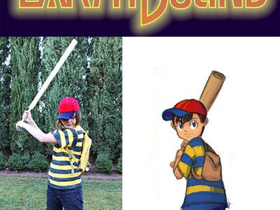 Halloween costume - Ness from Earthbound - thrifted and spray painted